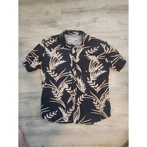 Seapointe Hawaiian Short Sleeve Cotton Button Front Shirt Men's M Blue Beige